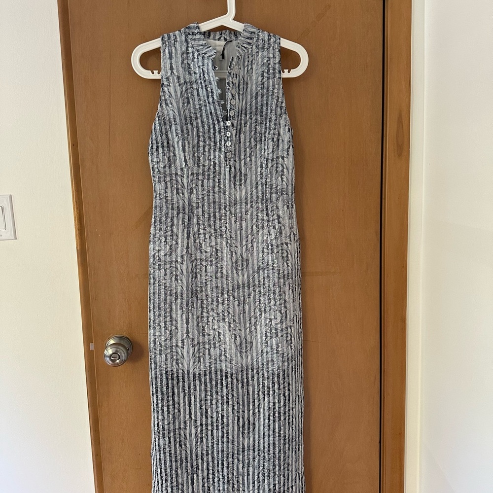 Blue Cotton Sleeveless Kimono Dress